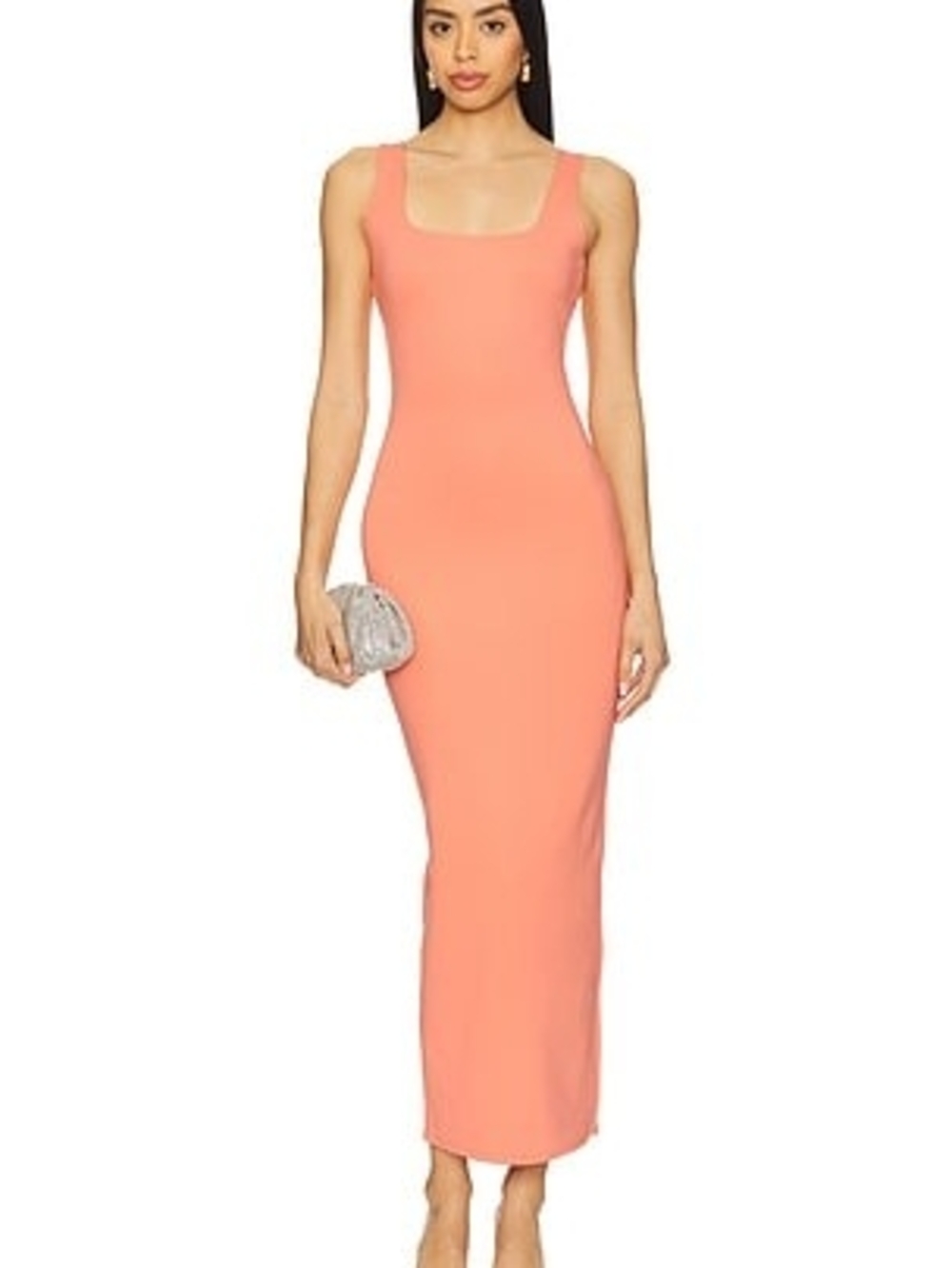 Good American Coral Scoop-Neck Bodycon Maxi Dress
